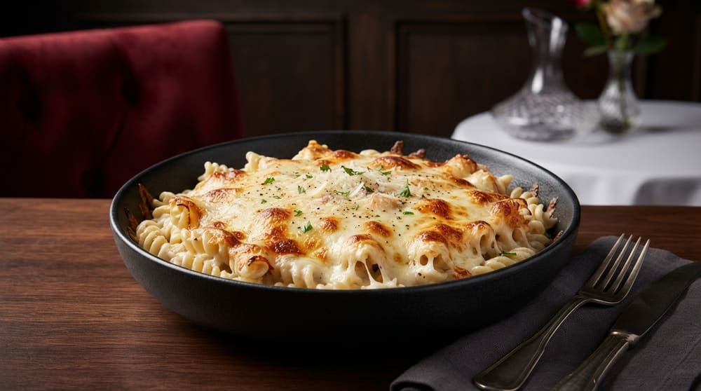 Oven-Baked Cheesy Alfredo Pasta